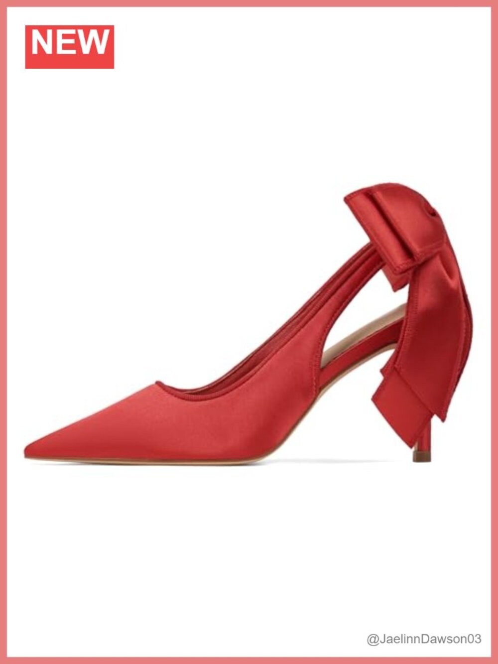 Satin Slingback Heels for Women Pointed Closed Toe Bow Heels